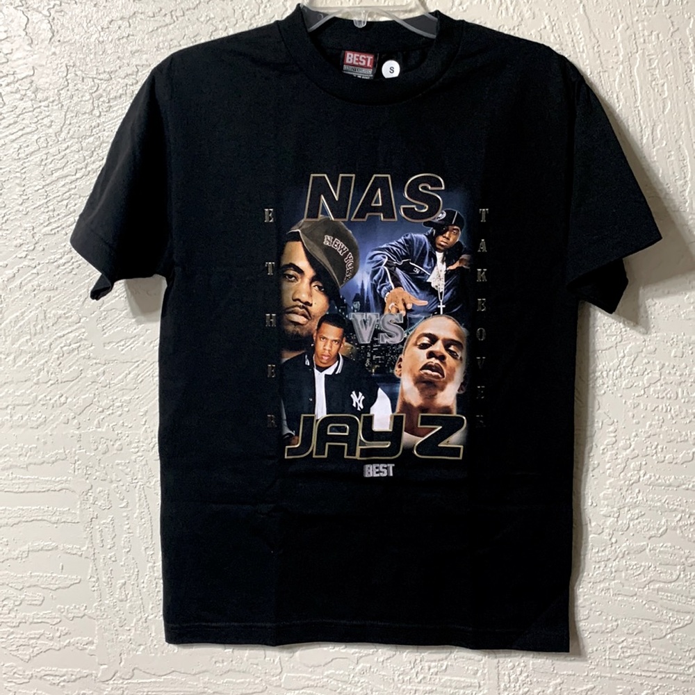NAS vs JAY Z black tee shirt